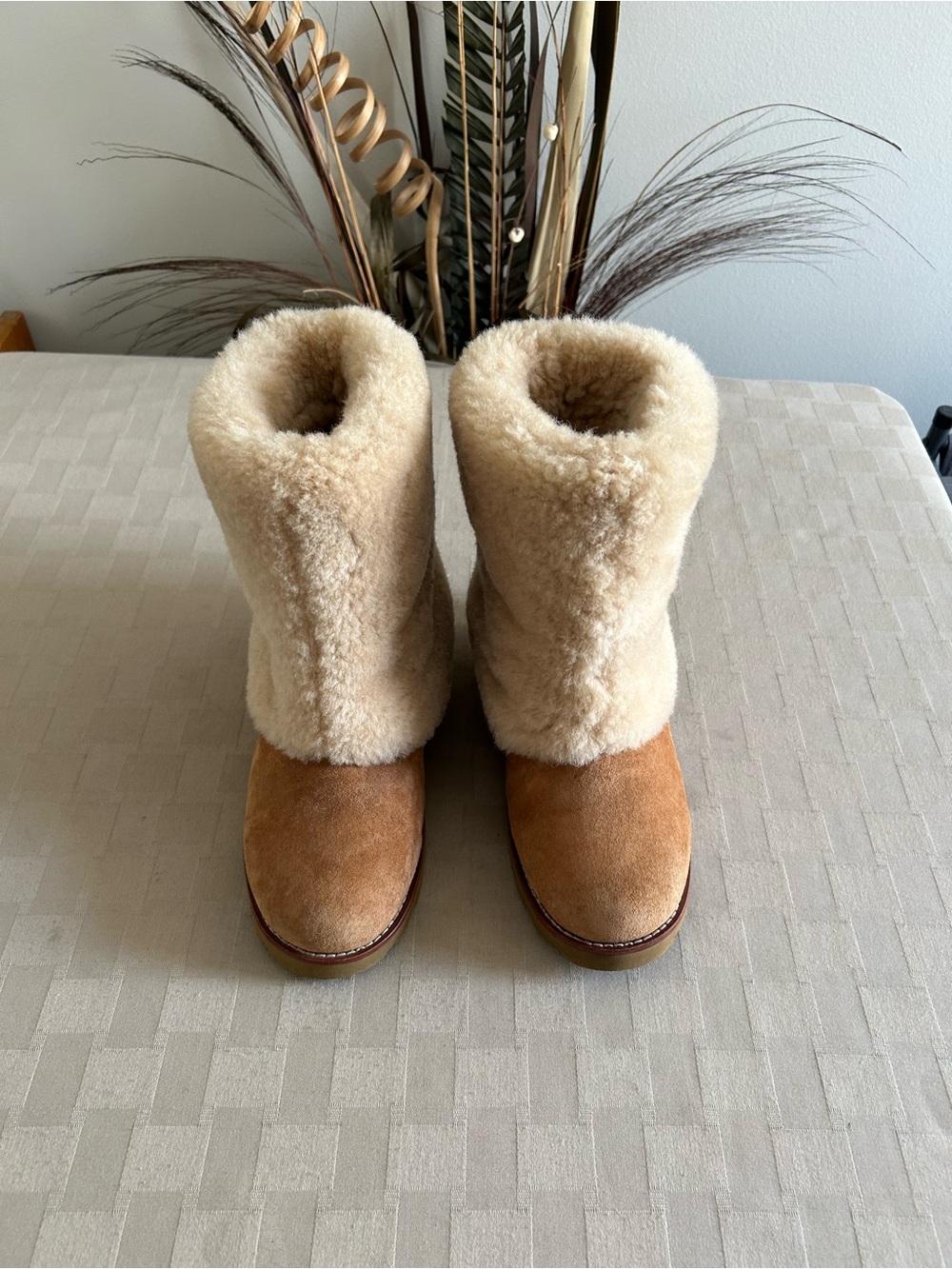 Ugg Camel Tan Suede Maylin Mid Calf Boots - Picture 3 of 11